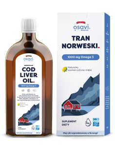 Tran Norweski, 1000mg Omega 3 (Cytryna - Mięta) - 500 ml....