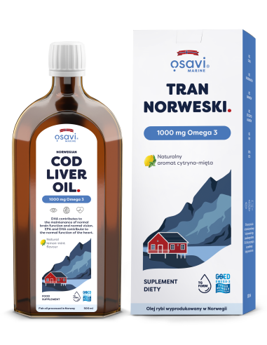 Tran Norweski, 1000mg Omega 3 (Cytryna - Mięta)...