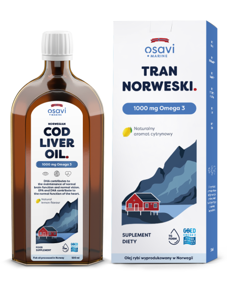 Tran Norweski, 1000mg Omega 3 (Cytryna) - 500 ml. | Osavi