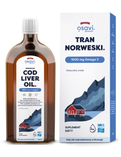 Tran Norweski, 1000mg Omega 3 (Naturalny) - 500 ml. | Osavi