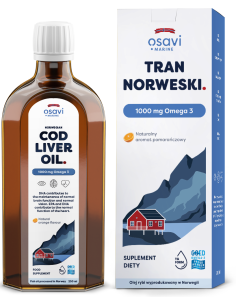 Tran Norweski, 1000mg Omega 3 (Pomarańcza) - 250 ml. | Osavi