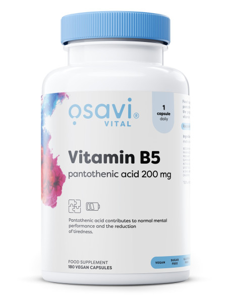 Vitamin B5 Pantothenic Acid, 200mg - 180 vegan caps | Osavi