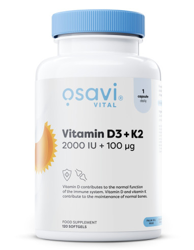Vitamin D3 + K2, 2000IU + 100mcg - 120 softgels...