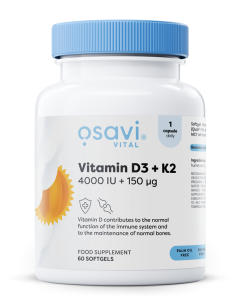 Vitamin D3 + K2, 4000IU + 150mcg - 60 softgels | Osavi