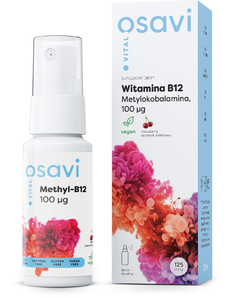 Witamina B12 (Metylokobalamina) Spray Doustny, 100mcg (Wiśnia) - 25 ml. | Osavi