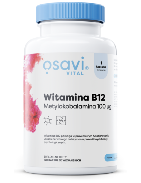 Witamina B12 Metylokobalamina, 100mcg - 120 vegan caps | Osavi