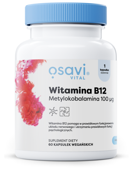 Witamina B12 Metylokobalamina, 100mcg - 60 vegan caps | Osavi