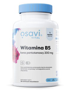 Witamina B5 Kwas Pantotenowy, 200mg - 180 vegan caps | Osavi