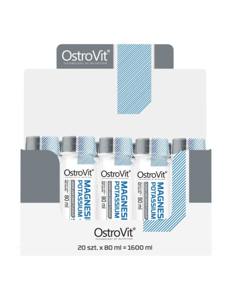 Magnesium Potassium + B6 Shot, Lemon Lime Grape - 20 x 80 ml. | OstroVit
