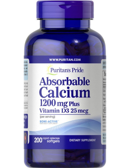 Absorbable Calcium + Vitamin D3 - 200 softgels | Puritan's Pride