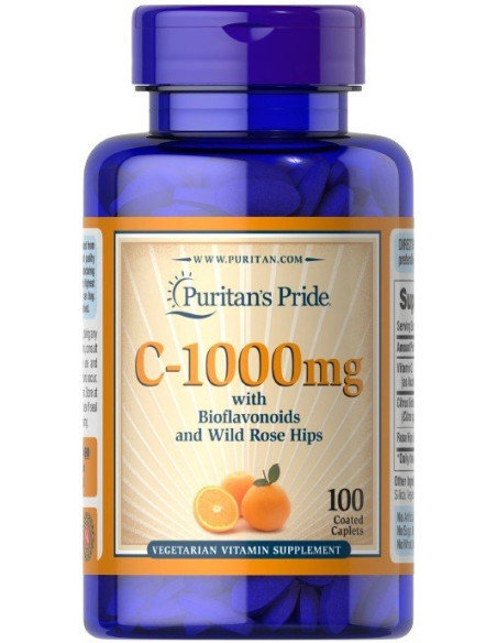 C-1000 with Bioflavonoids & Wild Rose Hips, 1000mg - 100 caplets | Puritan's Pride