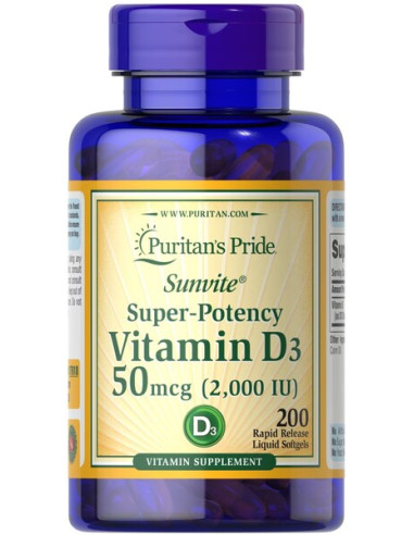 Super-Potency Vitamin D3, 50mcg - 200 softgels...