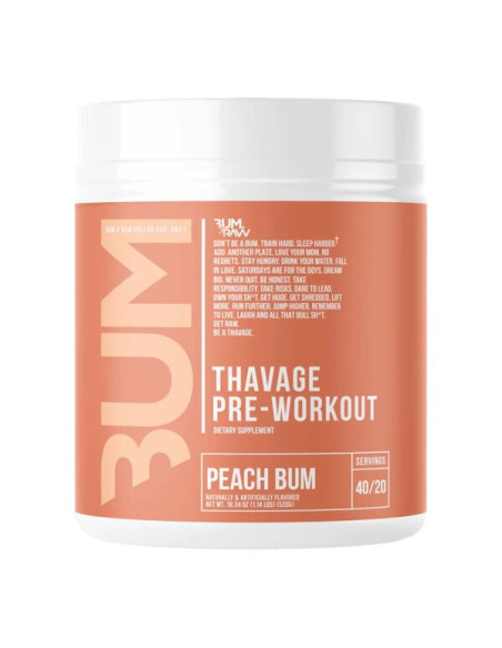 Thavage Pre-Workout, Peach Bum - 520g | Raw Nutrition