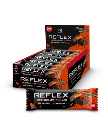 High Protein Twin Bar, Chocolate Toffee Crispy - 12 x 60g | Reflex Nutrition