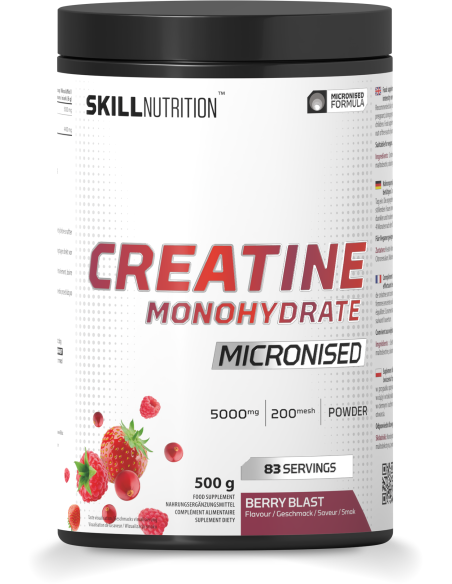 Micronised Creatine Monohydrate Flavoured, Berry Blast - 500g | Skill Nutrition