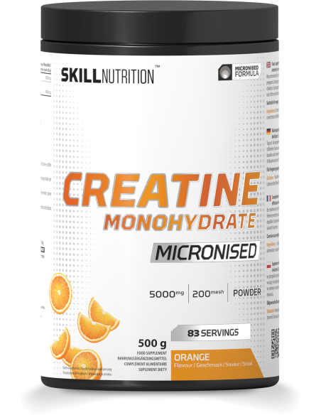 Micronised Creatine Monohydrate Flavoured, Orange - 500g | Skill Nutrition