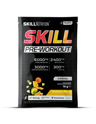 Skill Pre-Workout, Tropical Punch - 16g (1...