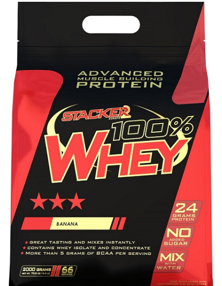 100% Whey, Banana - 2000g | Stacker2 Europe