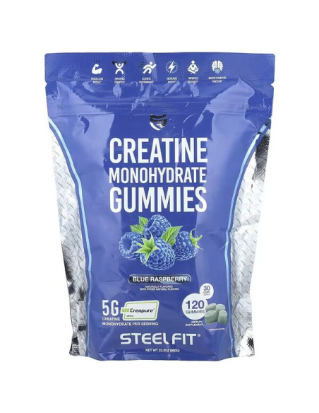 Creatine Monohydrate Gummies, Blue Raspberry - 120 gummies | SteelFit