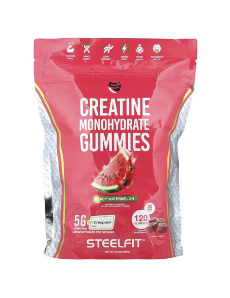 Creatine Monohydrate Gummies, Juicy Watermelon - 120 gummies | SteelFit