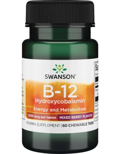 B-12 Hydroxycobalamin, 1000mcg - 60 chewable...