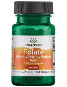 Folate (5-Methyltetrahydrofolic Acid), 800mcg - 30 vcaps...