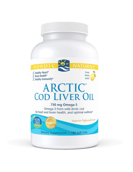 Arctic Cod Liver Oil, 750mg Lemon - 180 softgels | Nordic Naturals