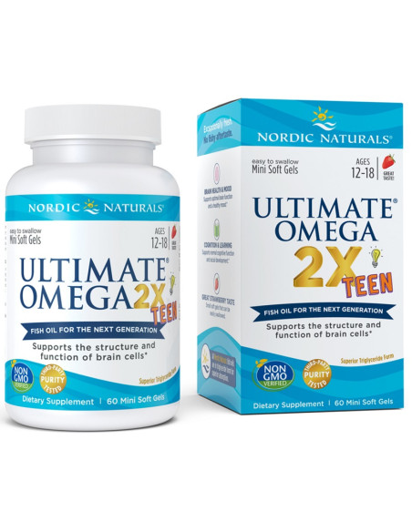 Ultimate Omega 2X Fish Oil TEEN, Strawberry - 60 mini softgels | Nordic Naturals
