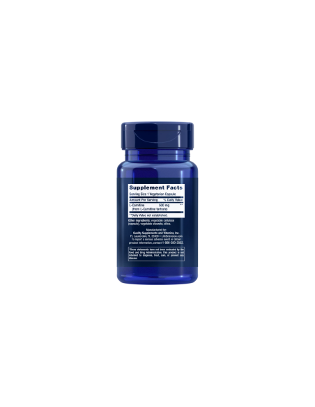 L-Carnitine - 500 mg 30 vegetarian capsules | Life Extension