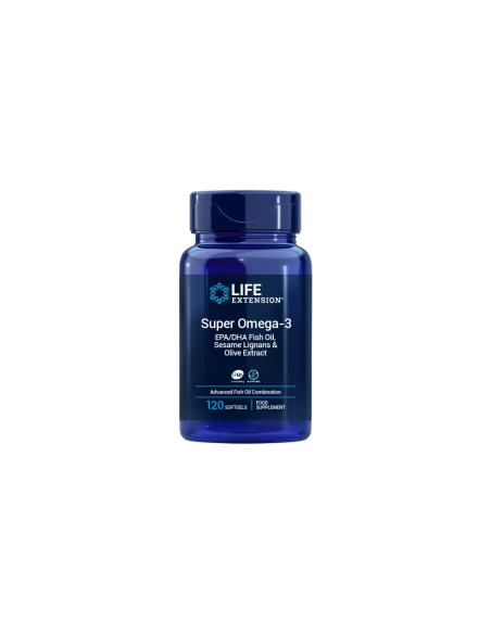 Super Omega-3 EPA/DHA with Sesame Lignans & Olive Extract - 120 enteric coated softgels | Life Extension
