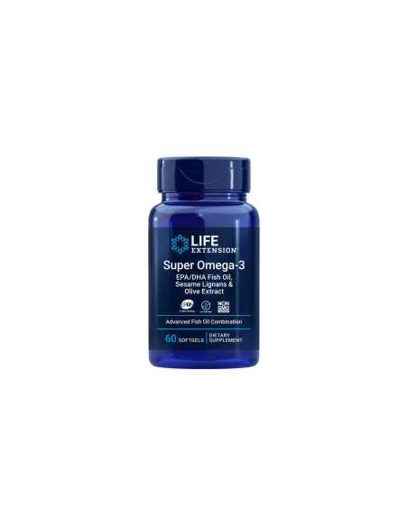 Super Omega-3 EPA/DHA with Sesame Lignans & Olive Extract - 60 enteric coated softgels | Life Extension