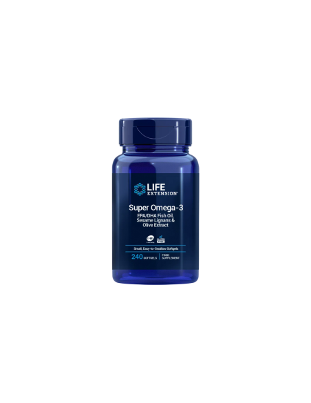 Super Omega-3 EPA/DHA Fish Oil, Sesame Lignans & Olive Extract - 240 easy-to-swallow softgels | Life Extension
