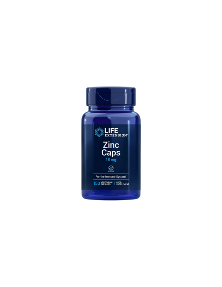 Zinc Caps 15 mg, EU - 150 vegetarian capsules - Life Extension - front image