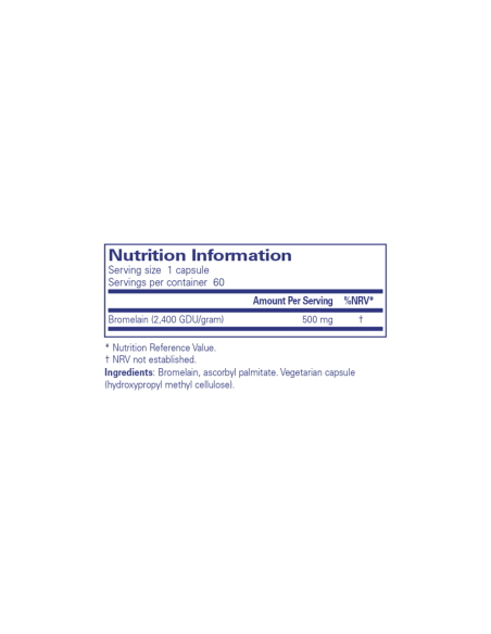 Bromelain 2400 500mg - 60 Capsules – ingredients and label – Pure Encapsulations