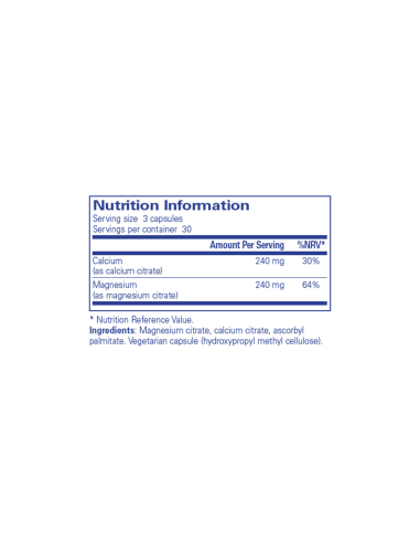 Calcium Magnesium (citrate) - 90 Capsules – ingredients and label – Pure Encapsulations