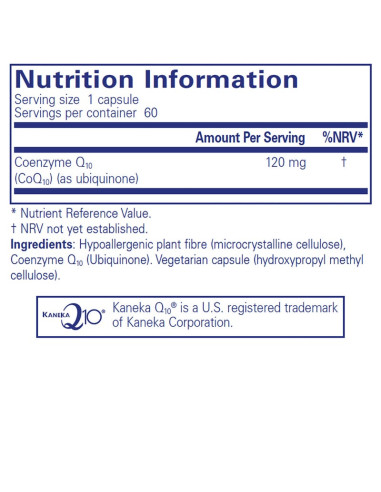 CoQ10 120 mg - 60 Capsules – ingredients and label – Pure Encapsulations