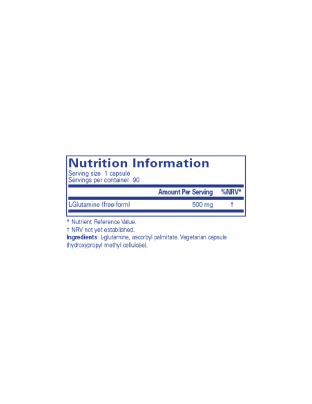 L-Glutamine 500mg - 90 Capsules – ingredients and label – Pure Encapsulations