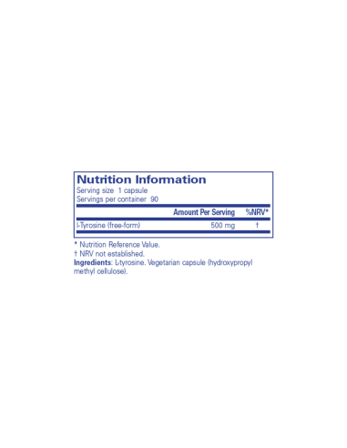 L-Tyrosine - 90 Capsules – ingredients and label – Pure Encapsulations