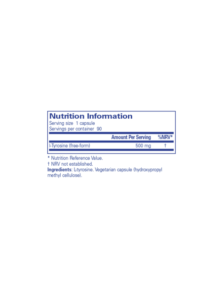 L-Tyrosine - 90 Capsules – ingredients and label – Pure Encapsulations