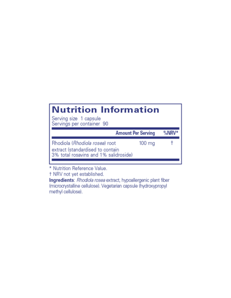 Rhodiola Rosea - 90 Capsules – ingredients and label – Pure Encapsulations