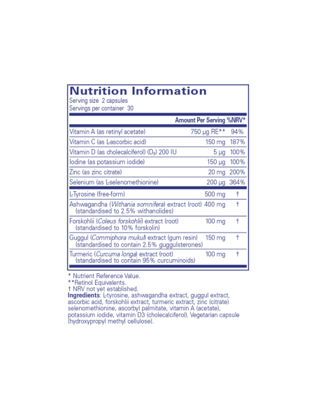 Thyroid Support Complex - 60 Capsules – ingredients and label – Pure Encapsulations