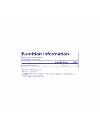 Phosphatidylcholine - 90 Softgels – ingredients and label – Pure Encapsulations