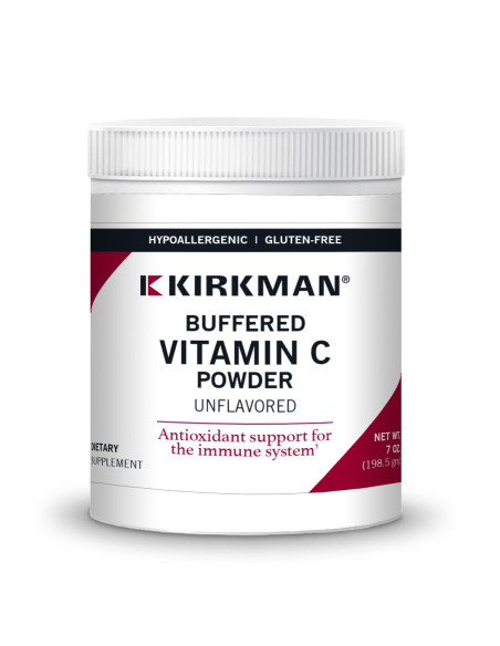 Buffered Unflavored Vitamin C Powder – front view, 198 g | Kirkman Labs