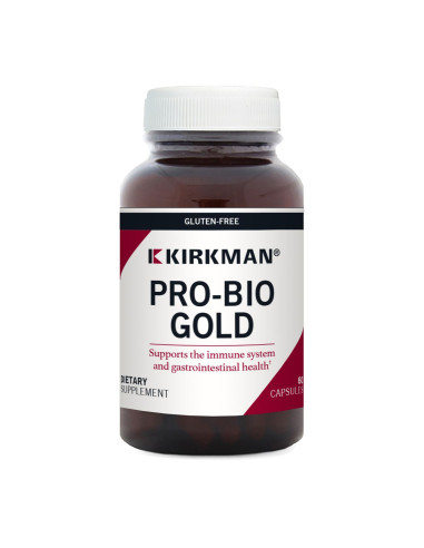 Pro-Bio Gold probiótico – vista frontal, 60 cápsulas | Kirkman Labs
