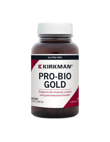 Pro-Bio Gold probiótico – vista frontal, 60 cápsulas | Kirkman Labs