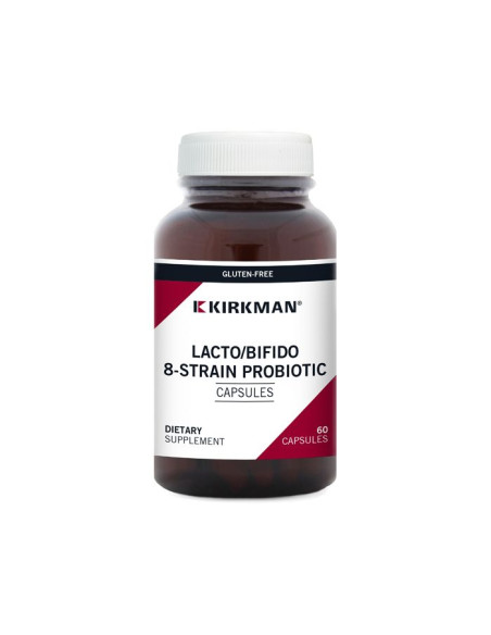 Lacto/Bifido 8-Strain Probiotic – front view, 60 capsules | Kirkman Labs