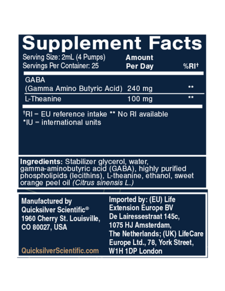Liposomal GABA with L-Theanine, EU , 50 ml - Quicksilver Scientific