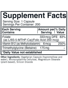 TMG w/5-MTHF & Methyl B12 - 200 Capsules – official product image 1 2