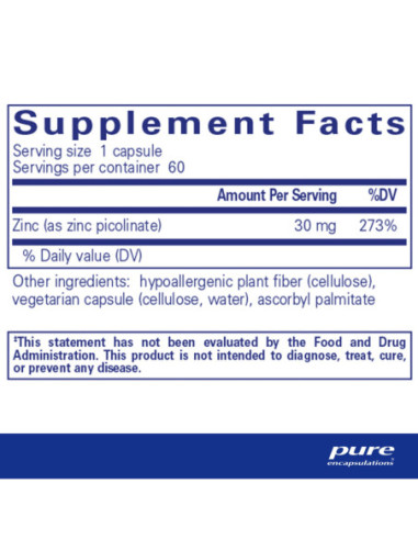 Zinc 30 - 60 Capsules | Pure Encapsulations