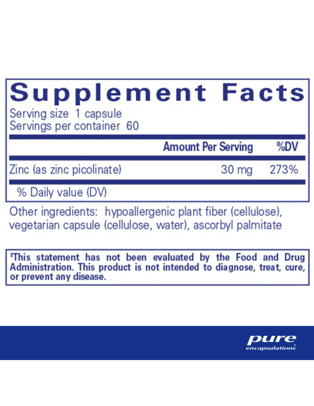 Zinc 30 - 60 Capsules | Pure Encapsulations